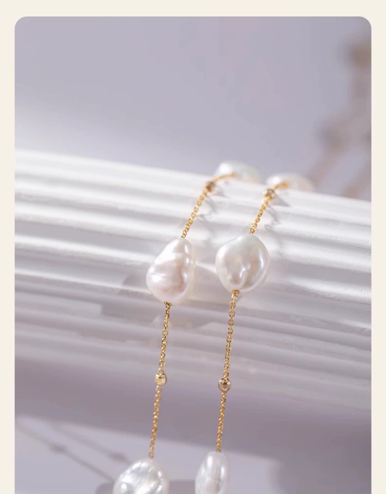 Fine Jewelry Real 18K Gold Nec - đánh giá và giá Baroque Pearl Pendant Necklace Gold