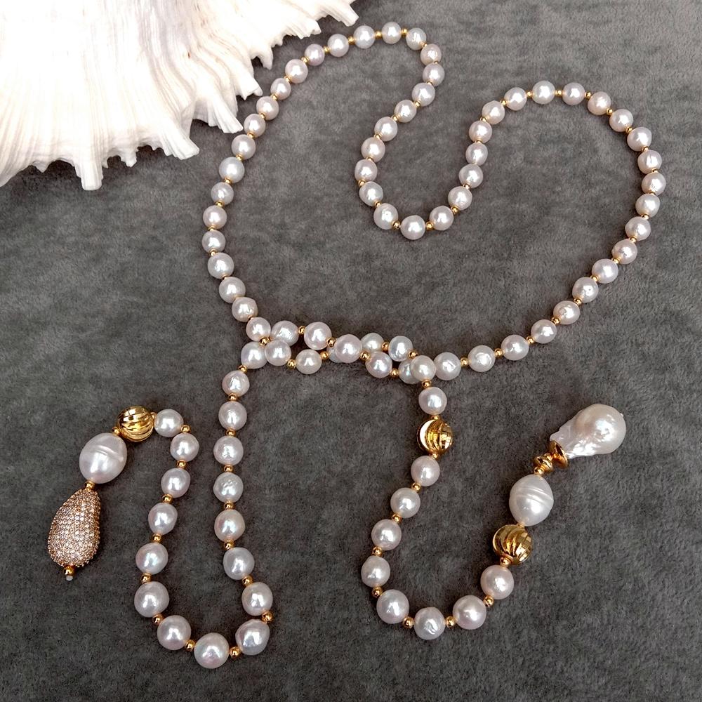 KKGEM, hạt ngọc trai Keshi trắ - đánh giá và giá Freshwater Cultured Pearl Necklace 8-9Mm