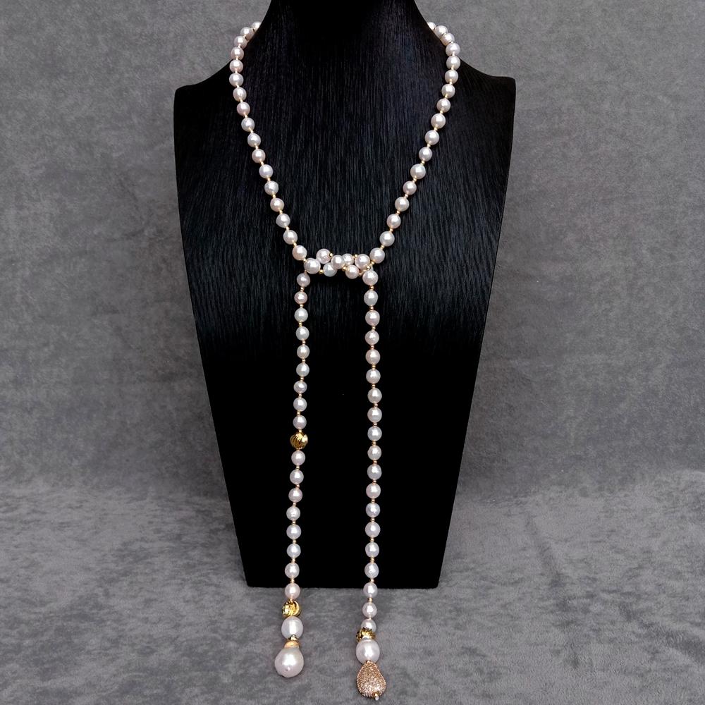 KKGEM, hạt ngọc trai Keshi trắ - đánh giá và giá Freshwater Cultured Pearl Necklace 8-9Mm