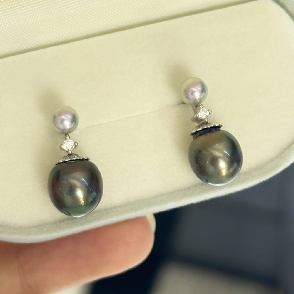 925 Silver Double Seawater Pea - đánh giá và giá Akoya Pearl Stud Earrings Sterling Silver