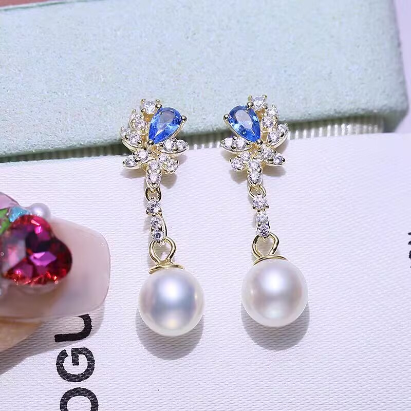 Long Pearl Earrings AAAA 9-10m - đánh giá và giá Akoya Pearl Stud Earrings Sterling Silver