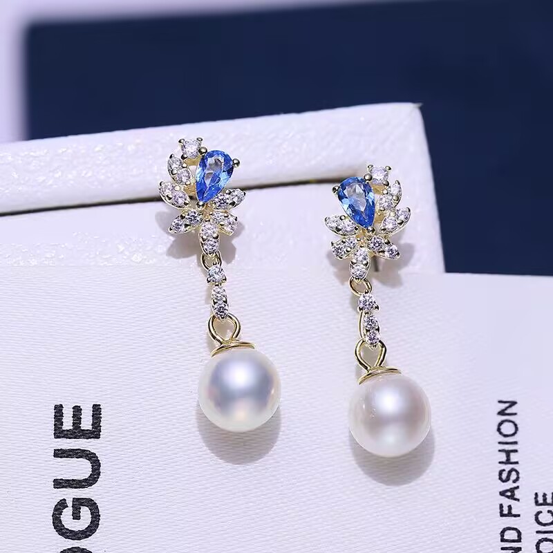 Long Pearl Earrings AAAA 9-10m - đánh giá và giá Akoya Pearl Stud Earrings Sterling Silver