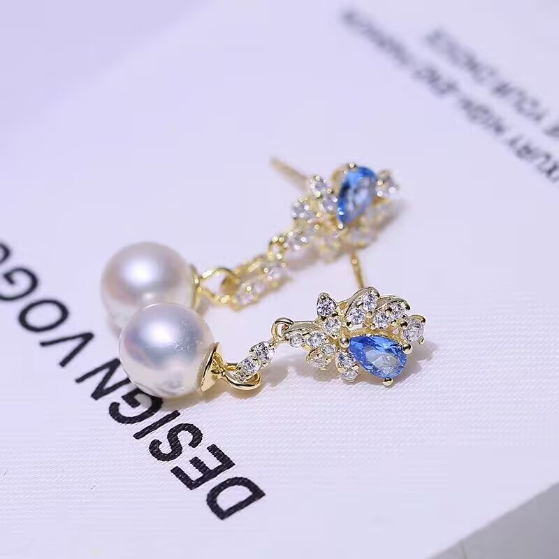 Long Pearl Earrings AAAA 9-10m - đánh giá và giá Akoya Pearl Stud Earrings Sterling Silver