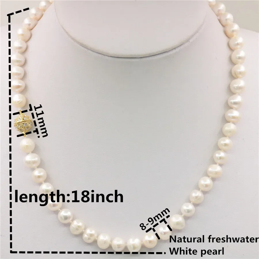 Hot New Duyên Dáng Đẹp Thời Tr - đánh giá và giá Freshwater Cultured Pearl Necklace 8-9Mm