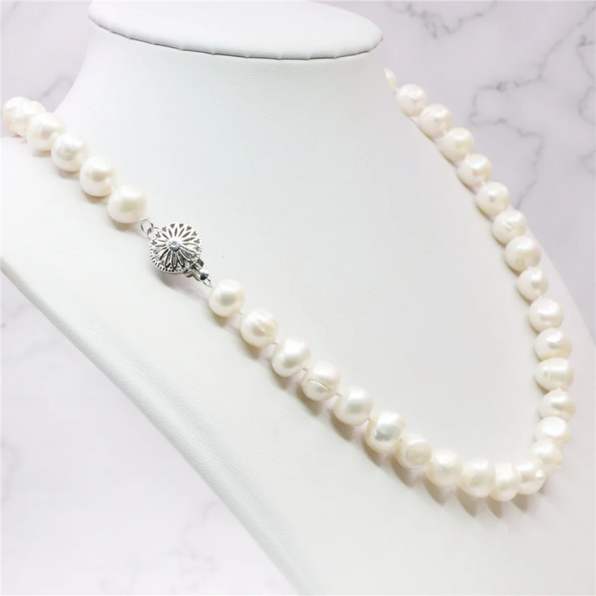 7-8/8-9mm Near Round White Ako - đánh giá và giá Freshwater Cultured Pearl Necklace 8-9Mm