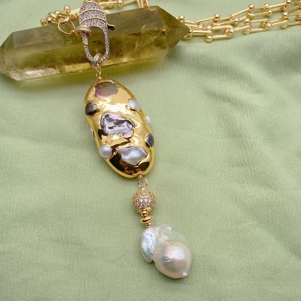 Kkgem 17x23mm White Baroque Pe - đánh giá và giá Baroque Pearl Pendant Necklace Gold