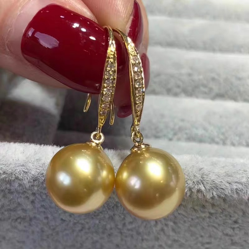 AAAA++++   8-9mm 9-10mm 10-11m - đánh giá và giá Tahitian South Sea Pearl Earrings 18K